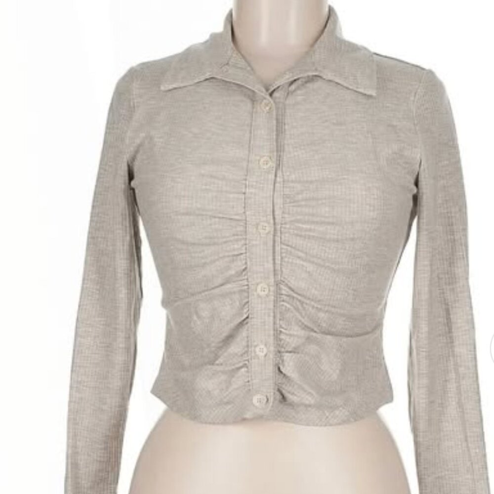 Reformation Gray Marble Elin Knit Top